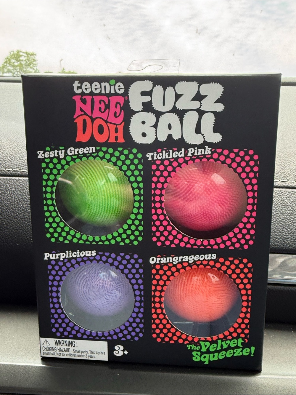 Teenie Nee Doh Fuzz Ball 4-Pack - Green, Pink, Purple, Orange
